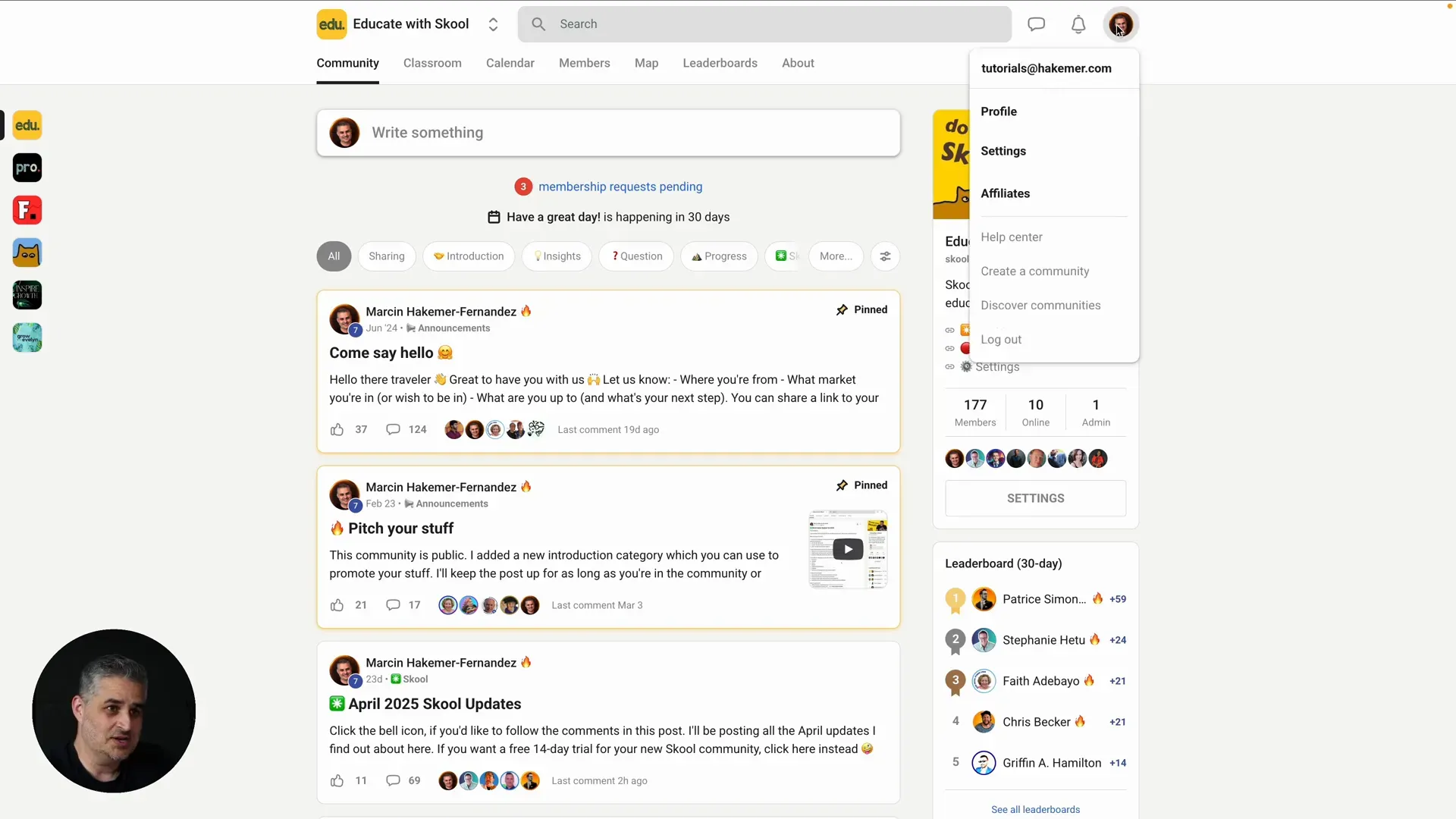 Member profiles and activity tracking in Skool