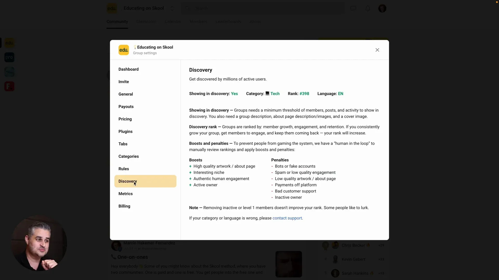 Discovery settings