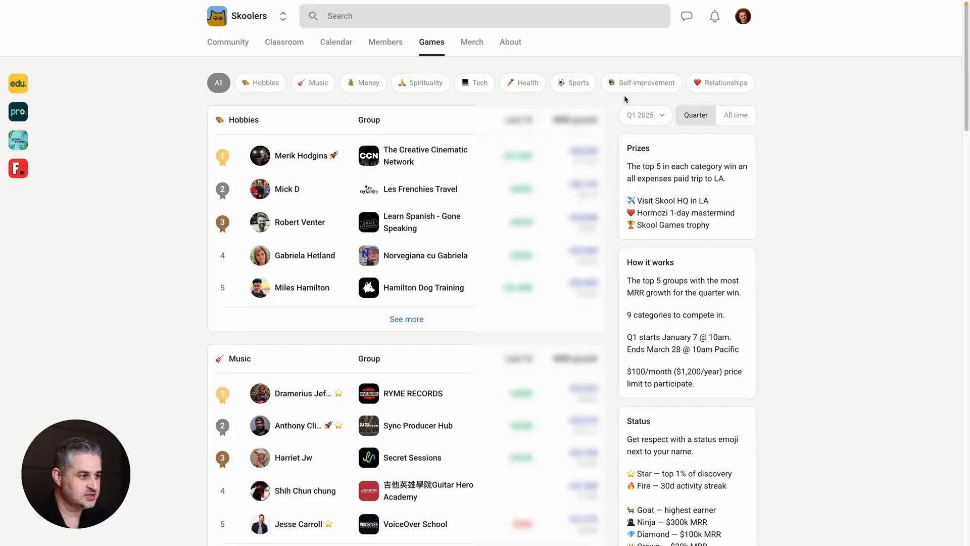Games page updates