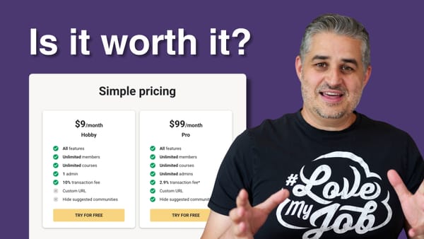 Showing the official Skool pricing: $9 Hobby Plan vs $99 Pro Plan